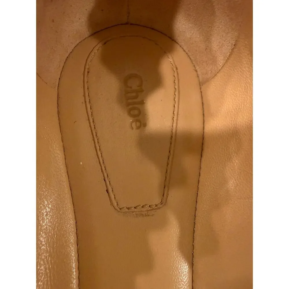 Chloé Lauren Scalloped Ballet Flats Python Snakeskin Leather Designer Shoes 38.5
